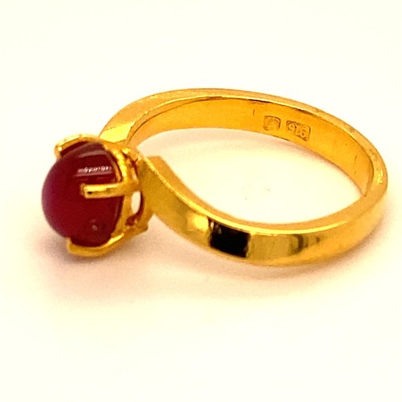 Certified Cats Eye Ruby 2.28ct Solid 22K Gold Ring - Picture 8 of 10